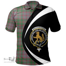 ScotsTee Shop Scottish MacPherson of Glentruim Modern Clan Crest Personalized Tartan Polo Shirt Circle Style Back Shirt with Your Text