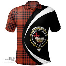 ScotsTee Shop Scottish MacDonald of Ardnamurchan (Donald of Ardnamurchan) Ancient Clan Crest Personalized Tartan Polo Shirt Circle Style Back Shirt with Your Text