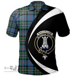 ScotsTee Shop Scottish MacCallum of Berwick Ancient Clan Crest Personalized Tartan Polo Shirt Circle Style Back Shirt with Your Text