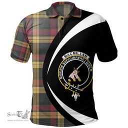 ScotsTee Shop Scottish MacMillan Weathered Clan Crest Personalized Tartan Polo Shirt Circle Style Back Shirt with Your Text