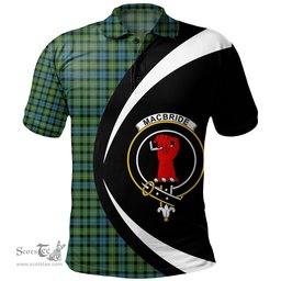 ScotsTee Shop Scottish MacBride Ancient Clan Crest Personalized Tartan Polo Shirt Circle Style Back Shirt with Your Text