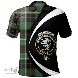 ScotsTee Shop Scottish MacDiarmid Modern Clan Crest Personalized Tartan Polo Shirt Circle Style Back Shirt with Your Text