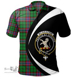 ScotsTee Shop Scottish McGeachie Clan Crest Personalized Tartan Polo Shirt Circle Style Back Shirt with Your Text