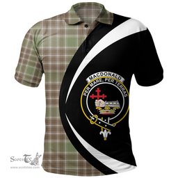 ScotsTee Shop Scottish MacDonald Lord of the Isles; Hunting Weathered Clan Crest Personalized Tartan Polo Shirt Circle Style Back Shirt with Your Text