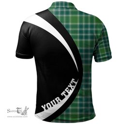 ScotsTee Shop Scottish MacDonald Lord of the Isles; Hunting Ancient Clan Crest Personalized Tartan Polo Shirt Circle Style Back Shirt with Your Text