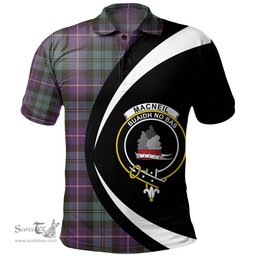 ScotsTee Shop Scottish MacNeil of Barra Old (MacNeill Old) Weathered Clan Crest Personalized Tartan Polo Shirt Circle Style Back Shirt with Your Text