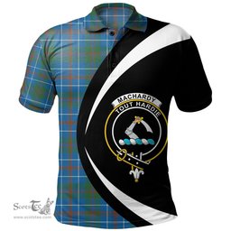 ScotsTee Shop Scottish MacHardy Ancient Clan Crest Personalized Tartan Polo Shirt Circle Style Back Shirt with Your Text