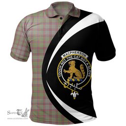 ScotsTee Shop Scottish MacPherson of Glentruim Weathered Clan Crest Personalized Tartan Polo Shirt Circle Style Back Shirt with Your Text