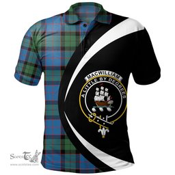 ScotsTee Shop Scottish MacWilliam (Williamson) Modern Clan Crest Personalized Tartan Polo Shirt Circle Style Back Shirt with Your Text