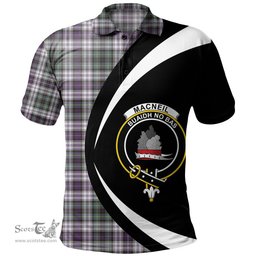 ScotsTee Shop Scottish MacNeil of Barra (MacNeil MacNeill) Paton Dress Weathered Clan Crest Personalized Tartan Polo Shirt Circle Style Back Shirt with Your Text