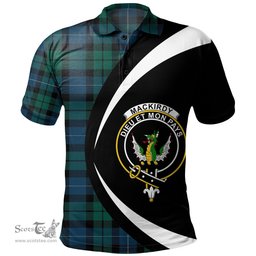 ScotsTee Shop Scottish MacKirdy Modern Clan Crest Personalized Tartan Polo Shirt Circle Style Back Shirt with Your Text