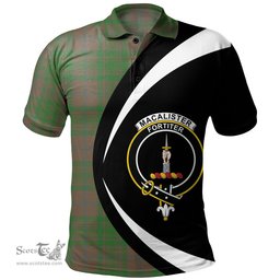 ScotsTee Shop Scottish MacAlister of Glenbarr Hunting (MacAlister of Glenbarr; Hunting) Ancient Clan Crest Personalized Tartan Polo Shirt Circle Style Back Shirt with Your Text