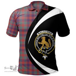 ScotsTee Shop Scottish MacGowan (Gow) Weathered Clan Crest Personalized Tartan Polo Shirt Circle Style Back Shirt with Your Text