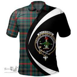 ScotsTee Shop Scottish MacDonagh Modern Clan Crest Personalized Tartan Polo Shirt Circle Style Back Shirt with Your Text