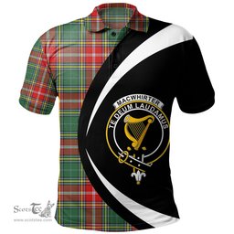 ScotsTee Shop Scottish MacWhirter Modern Clan Crest Personalized Tartan Polo Shirt Circle Style Back Shirt with Your Text