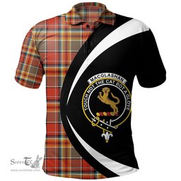 ScotsTee Shop Scottish MacGlashan Ancient Clan Crest Personalized Tartan Polo Shirt Circle Style Back Shirt with Your Text