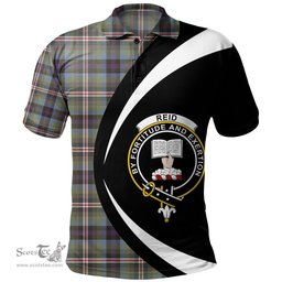 ScotsTee Shop Scottish Reid (Mill City) Weathered Clan Crest Personalized Tartan Polo Shirt Circle Style Back Shirt with Your Text