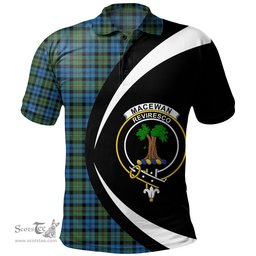 ScotsTee Shop Scottish MacEwan Ancient Clan Crest Personalized Tartan Polo Shirt Circle Style Back Shirt with Your Text