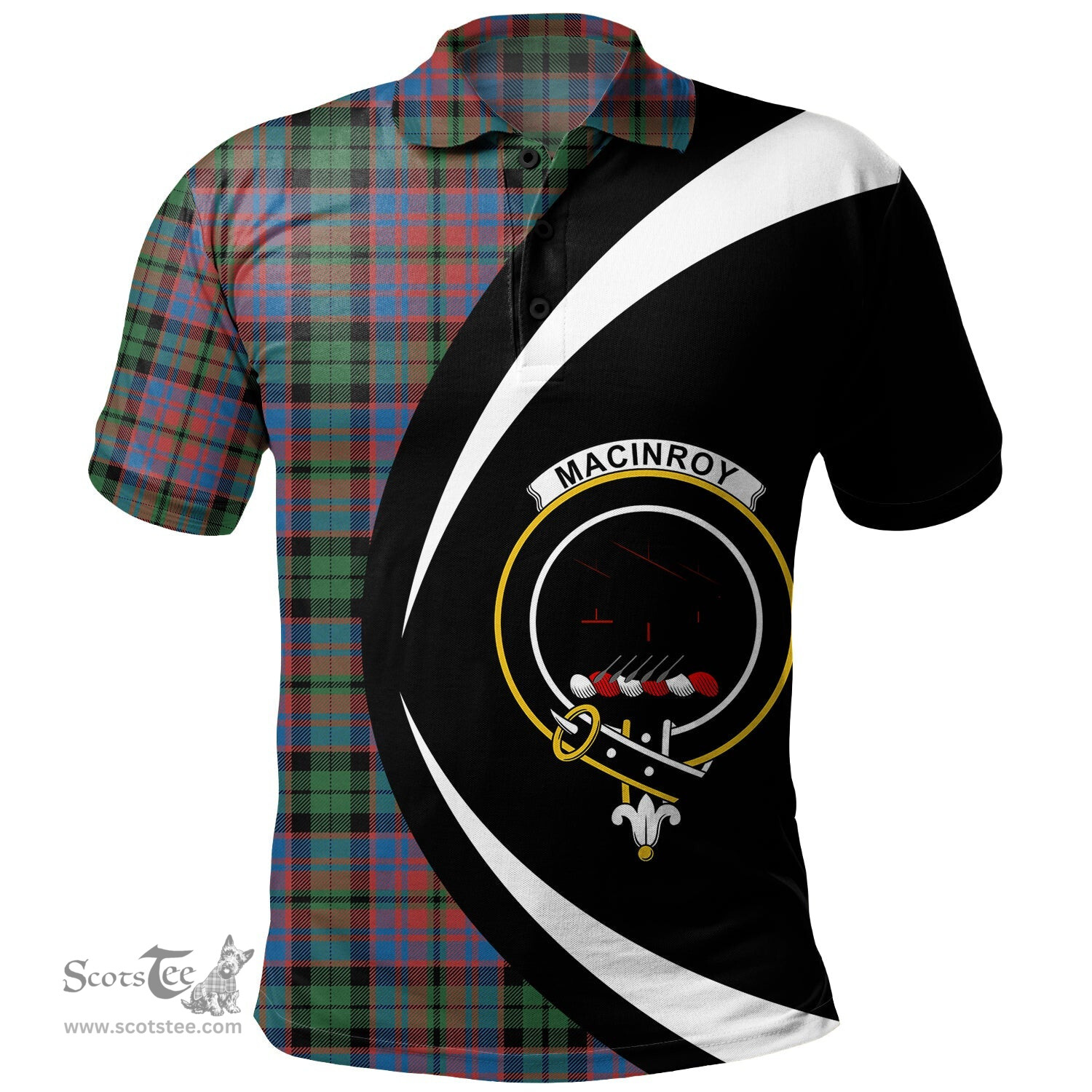 ScotsTee Shop Scottish MacInroy Ancient Clan Crest Personalized Tartan Polo Shirt Circle Style Back Shirt with Your Text