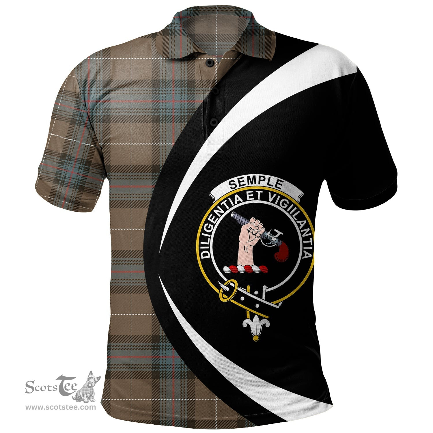 ScotsTee Shop Scottish Semple Weathered Clan Crest Personalized Tartan Polo Shirt Circle Style Back Shirt with Your Text