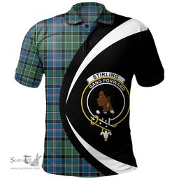 ScotsTee Shop Scottish Stirling Modern Clan Crest Personalized Tartan Polo Shirt Circle Style Back Shirt with Your Text