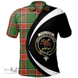 ScotsTee Shop Scottish Pollock Ancient Clan Crest Personalized Tartan Polo Shirt Circle Style Back Shirt with Your Text