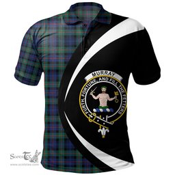 ScotsTee Shop Scottish Murray of Atholl (Murray) Modern Clan Crest Personalized Tartan Polo Shirt Circle Style Back Shirt with Your Text