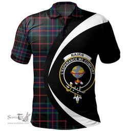 ScotsTee Shop Scottish Nairn Modern Clan Crest Personalized Tartan Polo Shirt Circle Style Back Shirt with Your Text