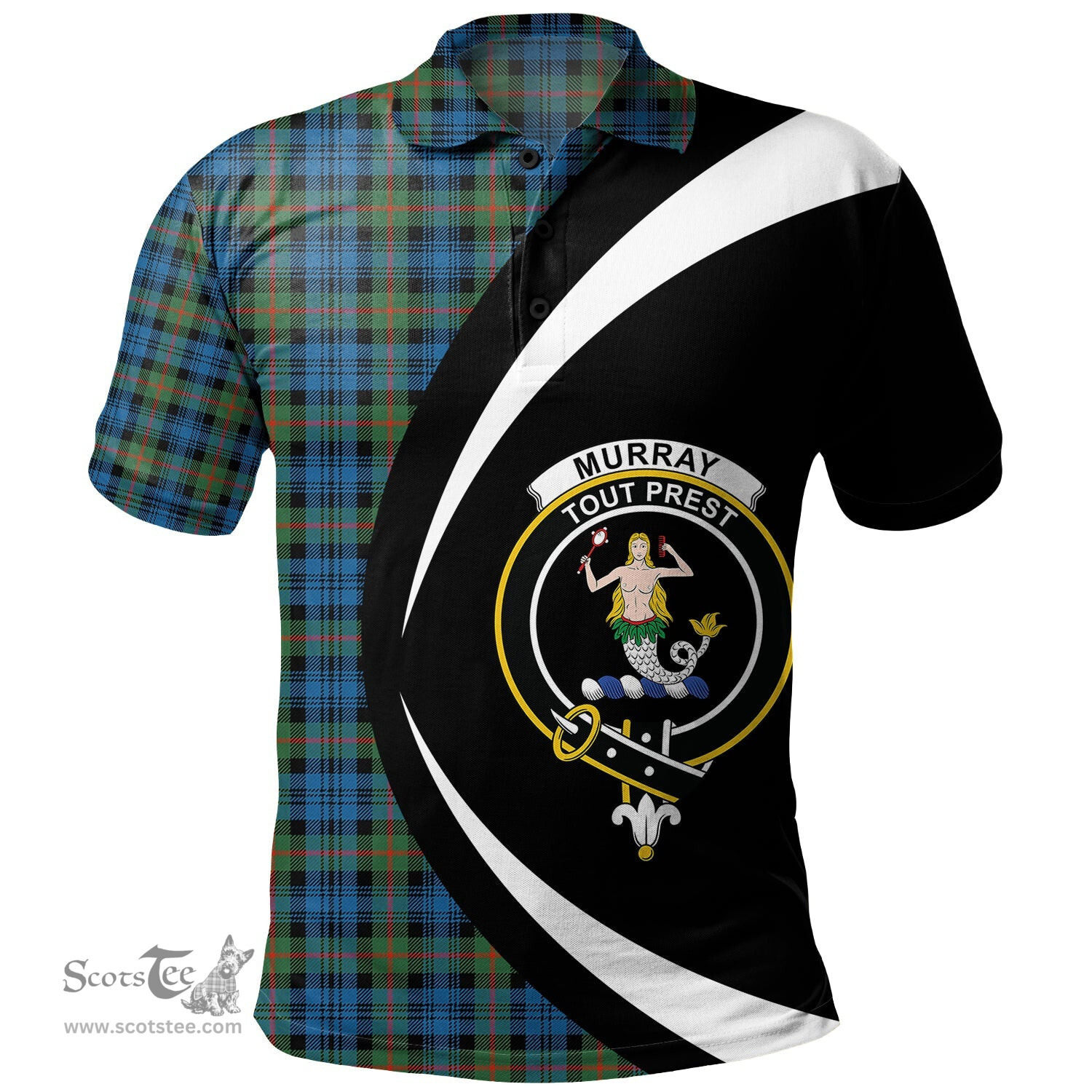 ScotsTee Shop Scottish Murray Ancient Clan Crest Personalized Tartan Polo Shirt Circle Style Back Shirt with Your Text