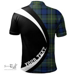 ScotsTee Shop Scottish Muir Modern Clan Crest Personalized Tartan Polo Shirt Circle Style Back Shirt with Your Text