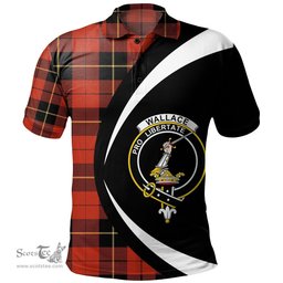 ScotsTee Shop Scottish Wallace (Wallas) Ancient Clan Crest Personalized Tartan Polo Shirt Circle Style Back Shirt with Your Text