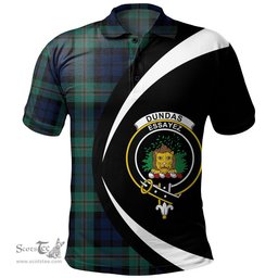 ScotsTee Shop Scottish Dundas Modern Clan Crest Personalized Tartan Polo Shirt Circle Style Back Shirt with Your Text