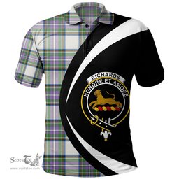 ScotsTee Shop Scottish Richards (Pritchard) Ancient Clan Crest Personalized Tartan Polo Shirt Circle Style Back Shirt with Your Text
