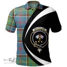 ScotsTee Shop Scottish Whitelaw District Clan Crest Personalized Tartan Polo Shirt Circle Style Back Shirt with Your Text
