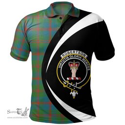 ScotsTee Shop Scottish Robertson of Struan Ancient Clan Crest Personalized Tartan Polo Shirt Circle Style Back Shirt with Your Text