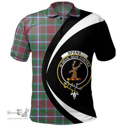 ScotsTee Shop Scottish Spens Ancient Clan Crest Personalized Tartan Polo Shirt Circle Style Back Shirt with Your Text