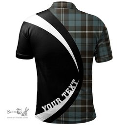 ScotsTee Shop Scottish Swan Weathered Clan Crest Personalized Tartan Polo Shirt Circle Style Back Shirt with Your Text
