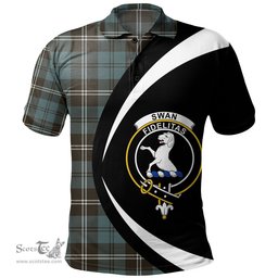 ScotsTee Shop Scottish Swan Weathered Clan Crest Personalized Tartan Polo Shirt Circle Style Back Shirt with Your Text