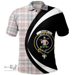 ScotsTee Shop Scottish Shaw Women's Dress Weathered Clan Crest Personalized Tartan Polo Shirt Circle Style Back Shirt with Your Text