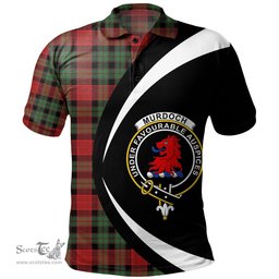 ScotsTee Shop Scottish Murdoch Modern Clan Crest Personalized Tartan Polo Shirt Circle Style Back Shirt with Your Text