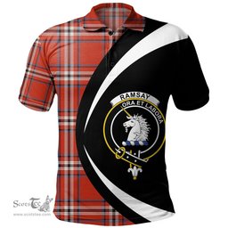 ScotsTee Shop Scottish Ramsay Angus & Mearns Ancient Clan Crest Personalized Tartan Polo Shirt Circle Style Back Shirt with Your Text