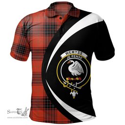 ScotsTee Shop Scottish Wemyss Ancient Clan Crest Personalized Tartan Polo Shirt Circle Style Back Shirt with Your Text
