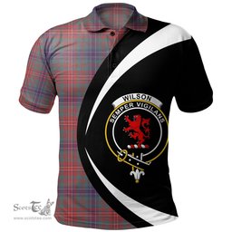 ScotsTee Shop Scottish Wilson Weathered Clan Crest Personalized Tartan Polo Shirt Circle Style Back Shirt with Your Text