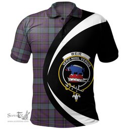 ScotsTee Shop Scottish Weir Weathered Clan Crest Personalized Tartan Polo Shirt Circle Style Back Shirt with Your Text