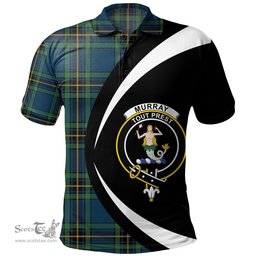 ScotsTee Shop Scottish Murray of Elibank Modern Clan Crest Personalized Tartan Polo Shirt Circle Style Back Shirt with Your Text