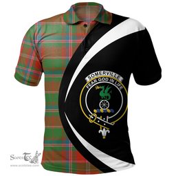 ScotsTee Shop Scottish Somerville Ancient Clan Crest Personalized Tartan Polo Shirt Circle Style Back Shirt with Your Text