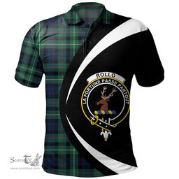 ScotsTee Shop Scottish Rollo Modern Clan Crest Personalized Tartan Polo Shirt Circle Style Back Shirt with Your Text