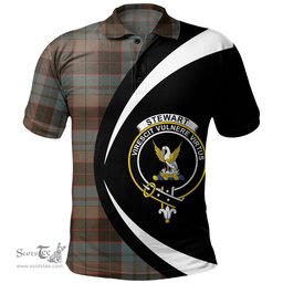 ScotsTee Shop Scottish Stewart Old Weathered Clan Crest Personalized Tartan Polo Shirt Circle Style Back Shirt with Your Text