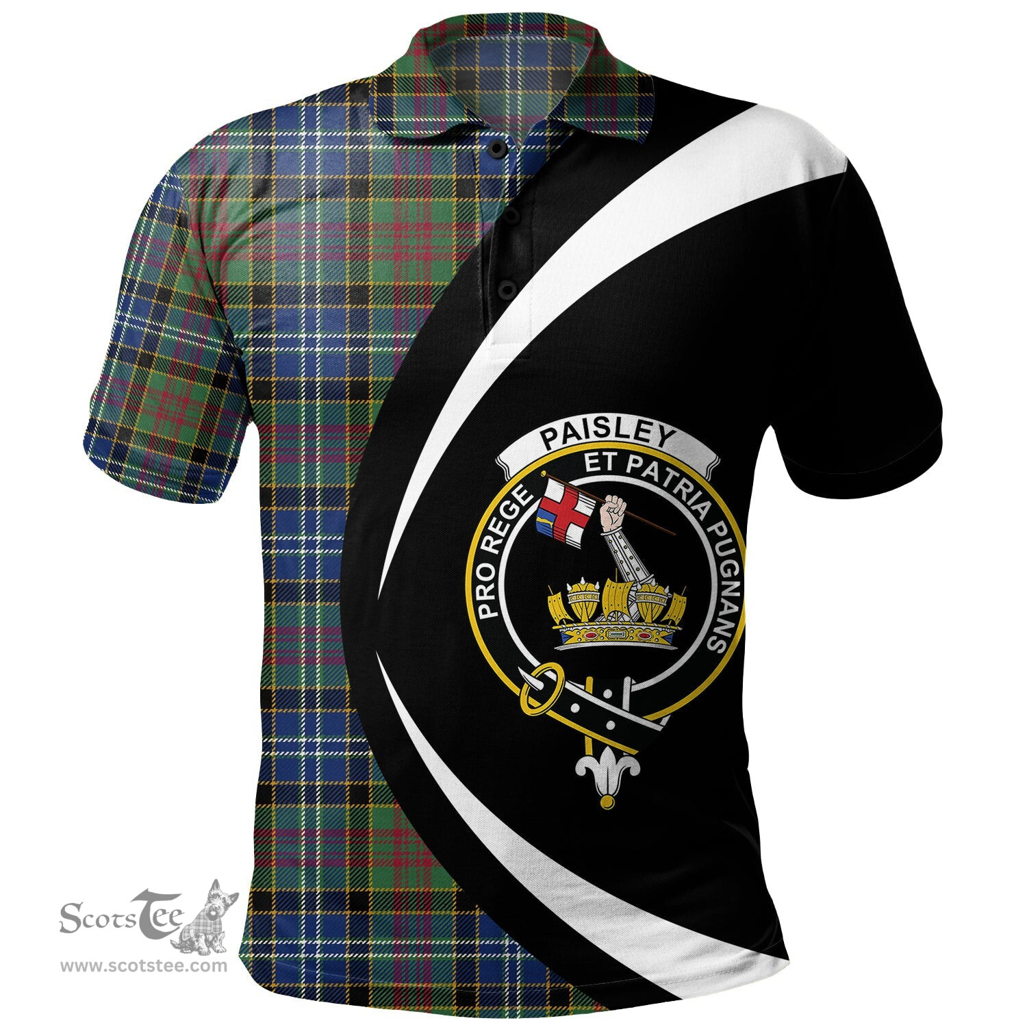 ScotsTee Shop Scottish Paisley Drennan (Drennan Drennan) Modern Clan Crest Personalized Tartan Polo Shirt Circle Style Back Shirt with Your Text