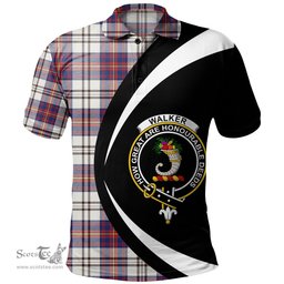 ScotsTee Shop Scottish Walker Dress Modern Clan Crest Personalized Tartan Polo Shirt Circle Style Back Shirt with Your Text